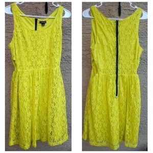 Ecko Unlt. Neon Yellow Short Cut Out Dress Sz Lg